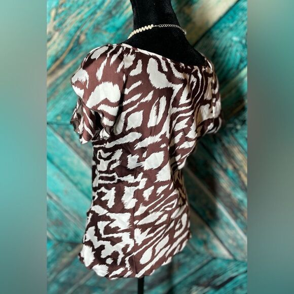 New Directions Animal-Like Brown Print Layered Ruffles Size Small EPC - Picture 4 of 7